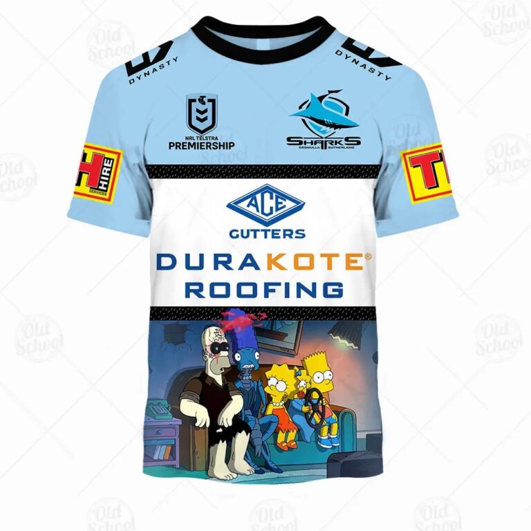 NRL Cronulla-Sutherland Sharks Custom Name Number x The Simpsons 2020 Halloween Jersey Kids T-Shirt