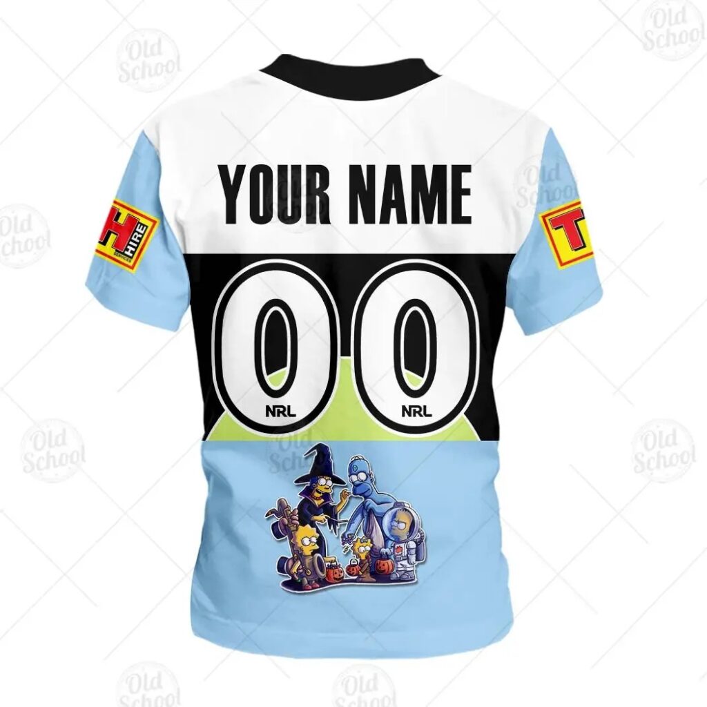 NRL Cronulla-Sutherland Sharks Custom Name Number x The Simpsons 2020 Halloween Jersey Kids T-Shirt