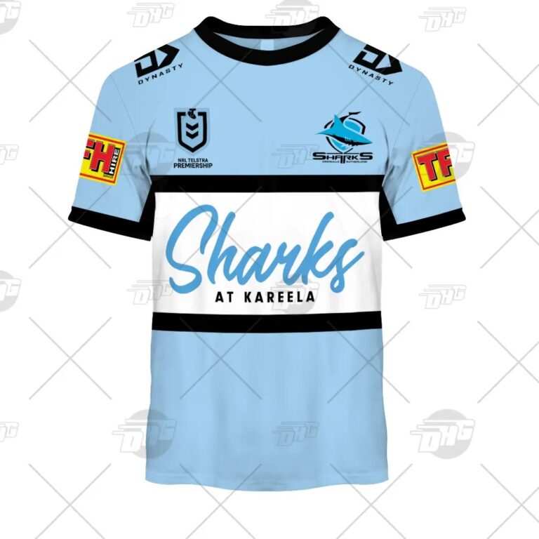 NRL Cronulla-Sutherland Sharks Custom Name Number 2021 Home Jersey Kids T-Shirt