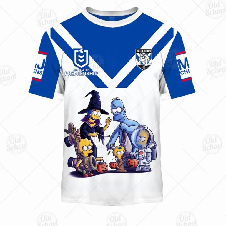 NRL Canterbury-Bankstown Bulldogs Custom Name Number x The Simpsons 2020 Halloween Jersey Kids T-Shirt