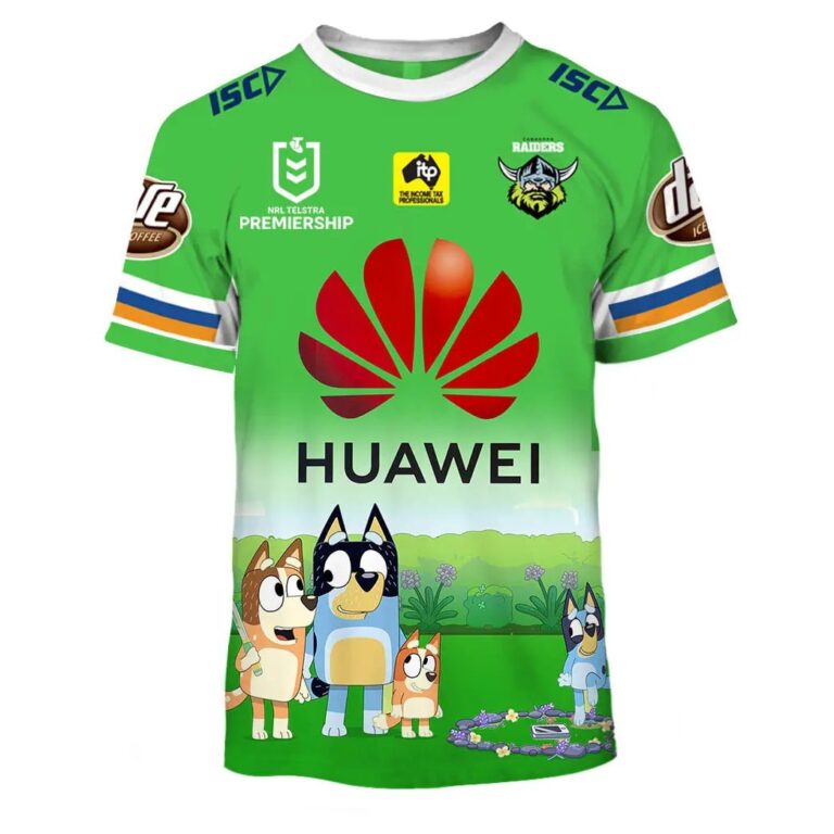 NRL Canberra Raiders Custom Name Number x Bluey Kids T-Shirt