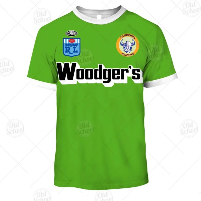 NRL Canberra Raiders Custom Name Number 1989 WOODGERS ARL/NRL Vintage Retro Heritage Jersey Kids T-Shirt