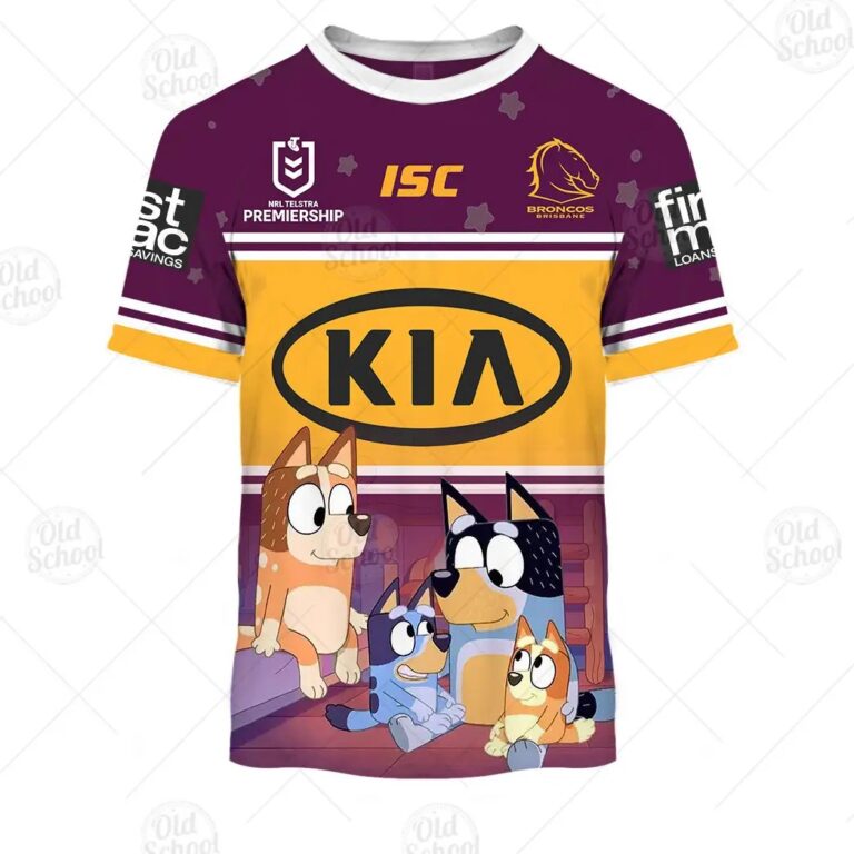 NRL Brisbane Broncos Custom Name Number Bluey Jersey Kids T-Shirt