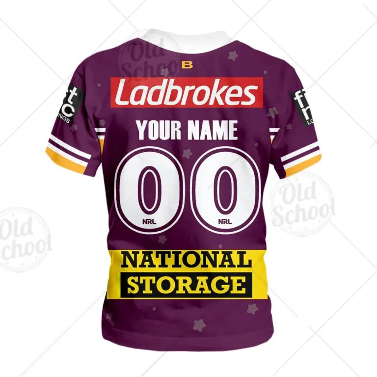 NRL Brisbane Broncos Custom Name Number Bluey Jersey Kids T-Shirt