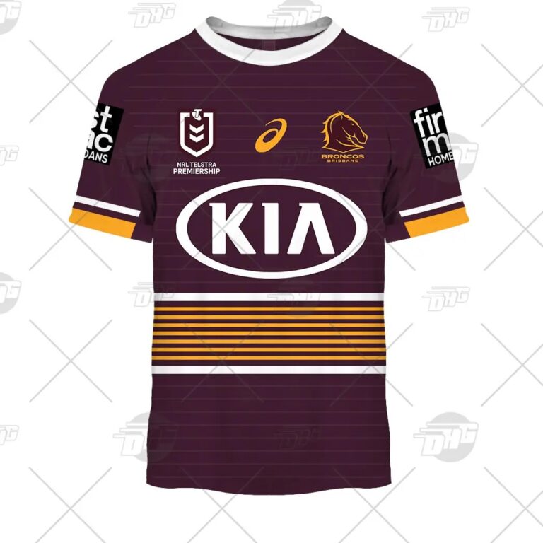 NRL Brisbane Broncos Custom Name Number 2021 Home Jersey Kids T-Shirt