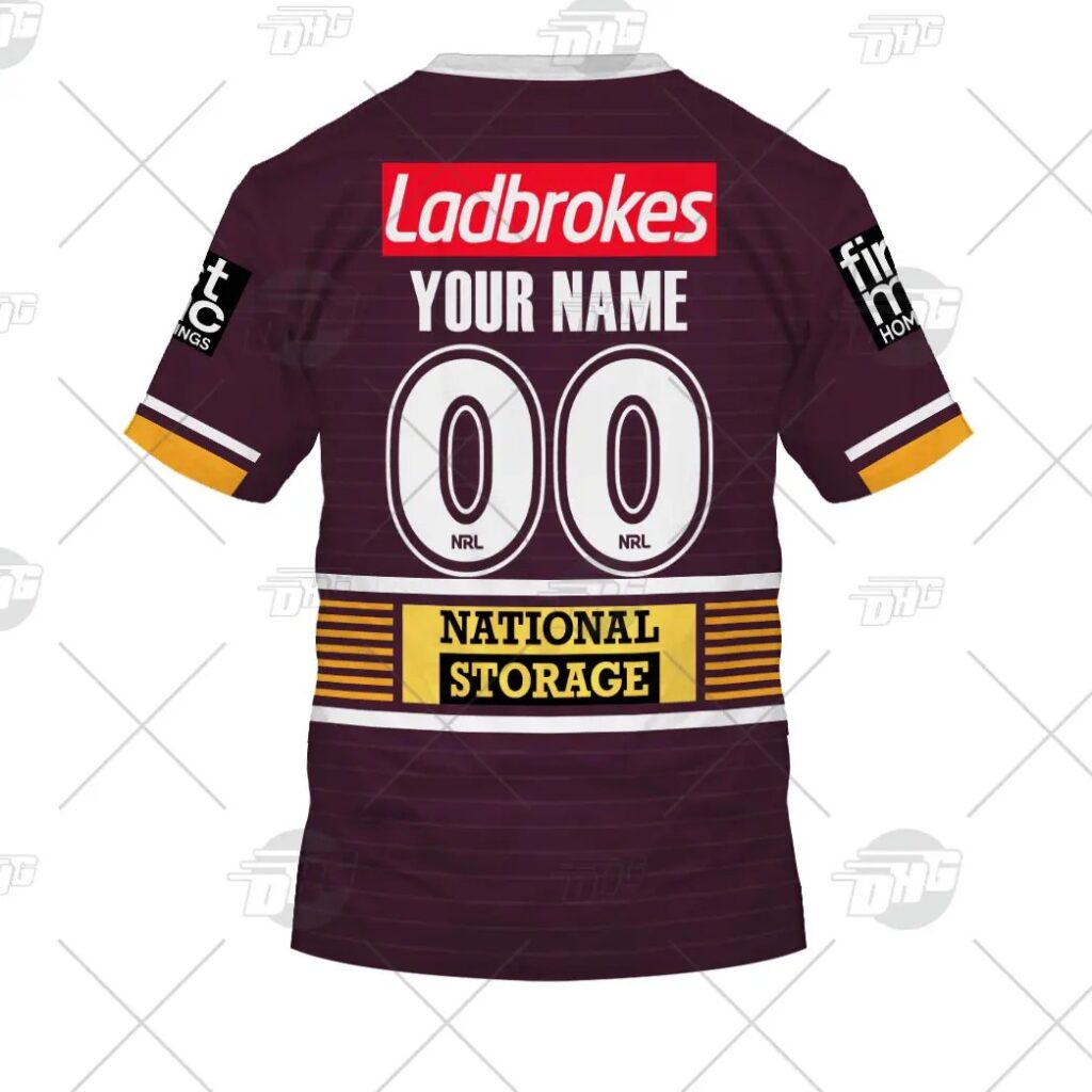 NRL Brisbane Broncos Custom Name Number 2021 Home Jersey Kids T-Shirt