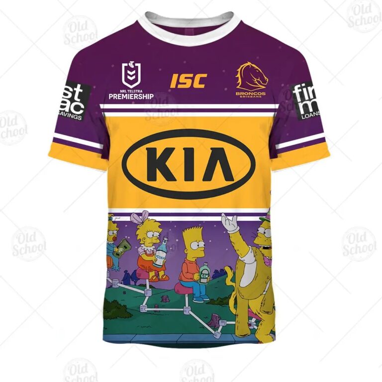 NRL Brisbane Broncos Custom Name Number The Simpsons Halloween Jersey Kids T-Shirt