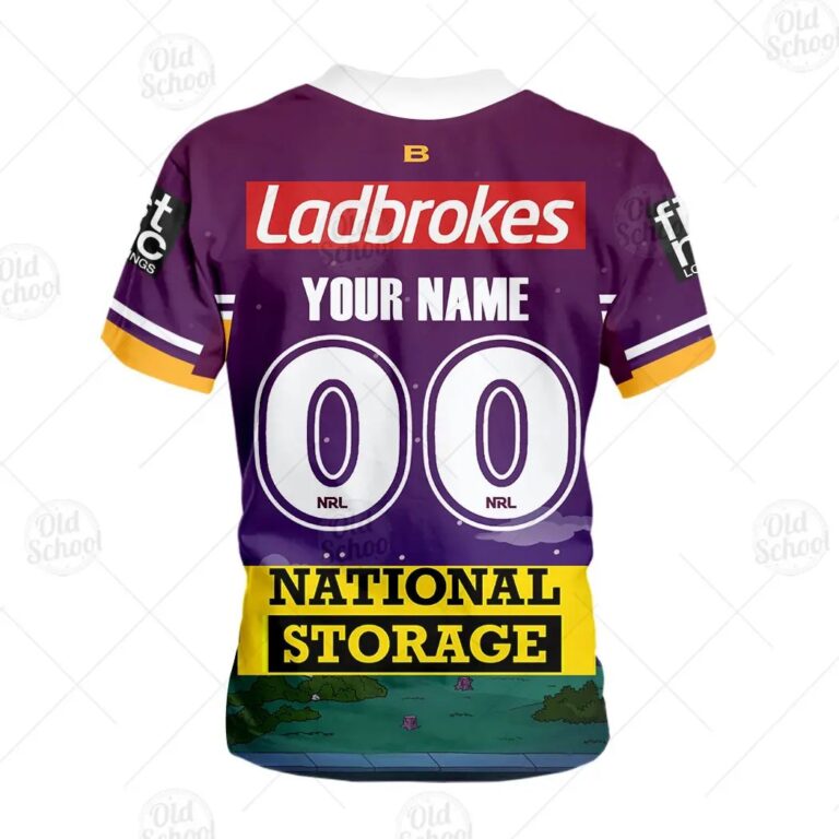 NRL Brisbane Broncos Custom Name Number The Simpsons Halloween Jersey Kids T-Shirt