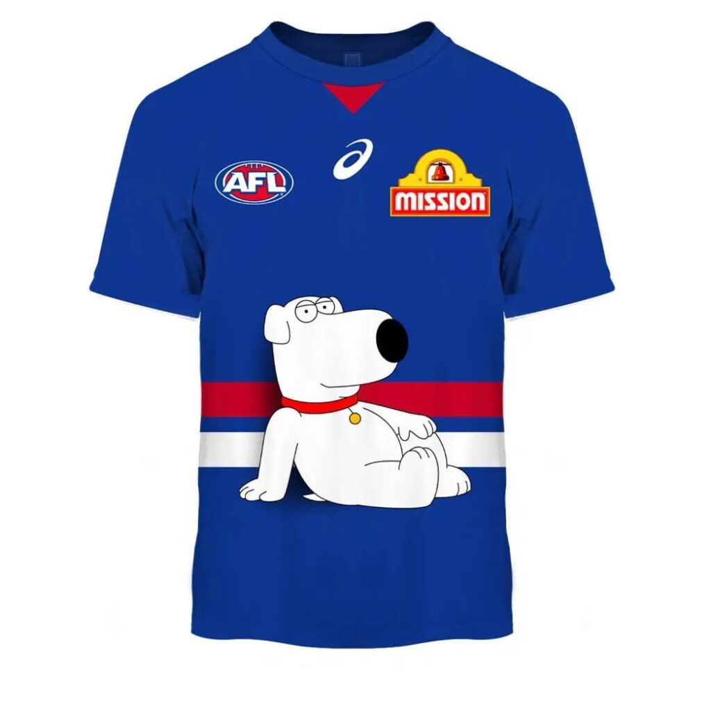 AFL Western Bulldogs Custom Name Number Family Guy Guernsey Kids T-Shirt