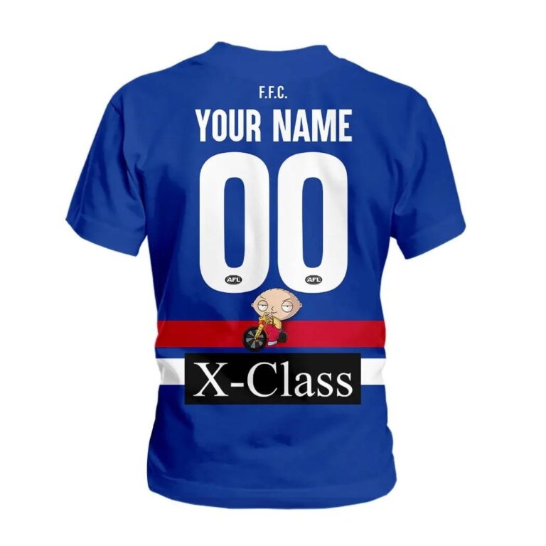 AFL Western Bulldogs Custom Name Number Family Guy Guernsey Kids T-Shirt