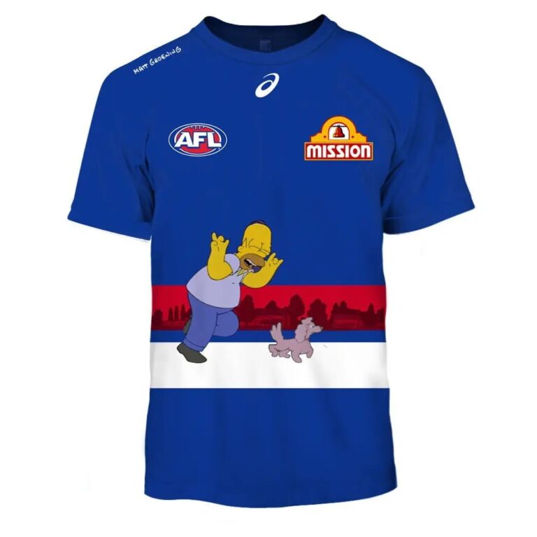 AFL Western Bulldogs Custom Name Number The Simpsons Guernsey Kids T-Shirt