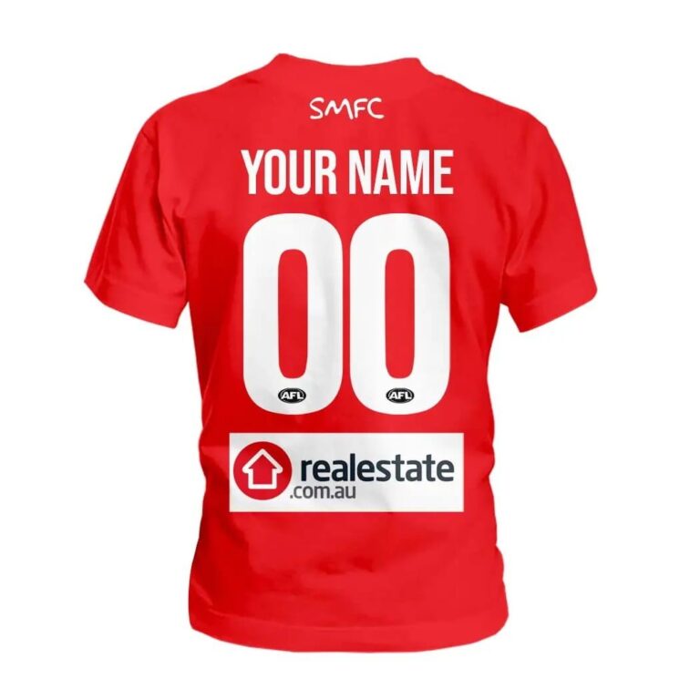 AFL Sydney Swans Custom Name Number The Simpsons Guernsey Kids T-Shirt