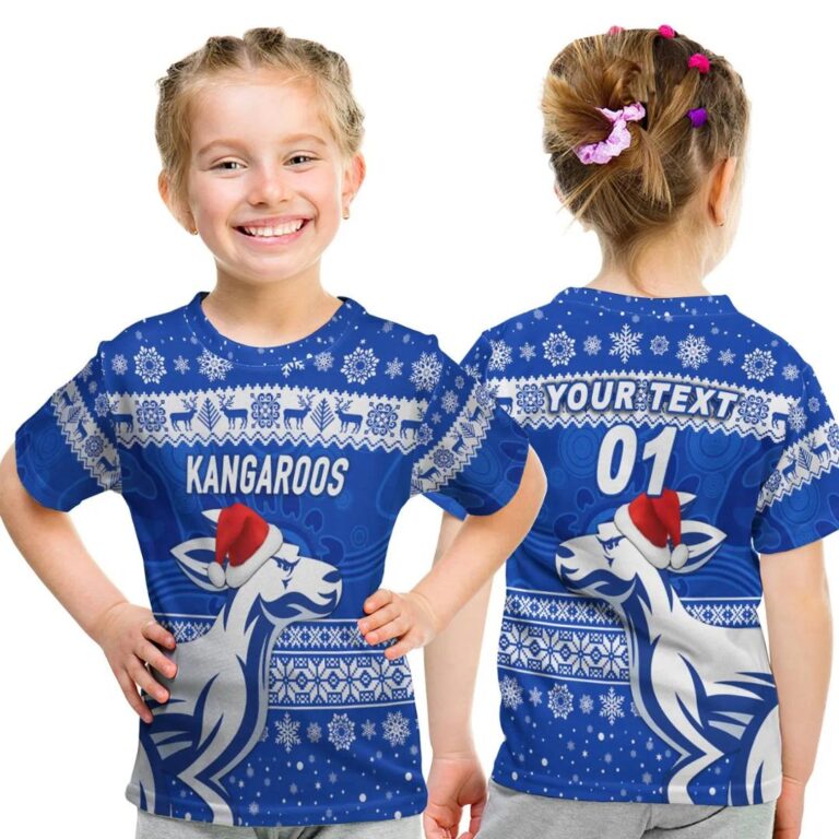 AFL North Melbourne Kangaroos Custom Name Number Indigenous Kids T-Shirt