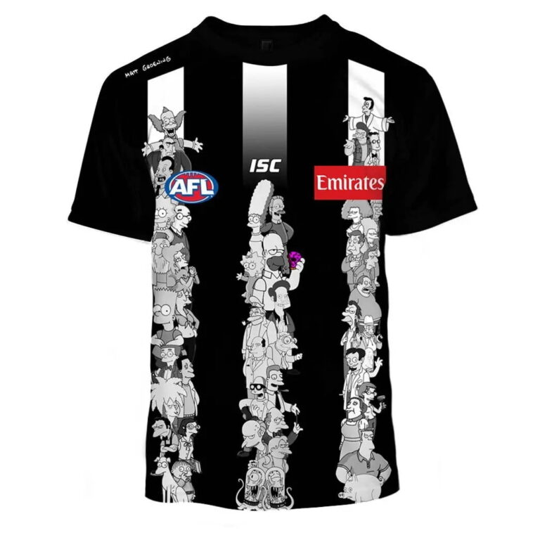AFL Collingwood Magpies Custom Name Number The Simpsons Kids T-Shirt