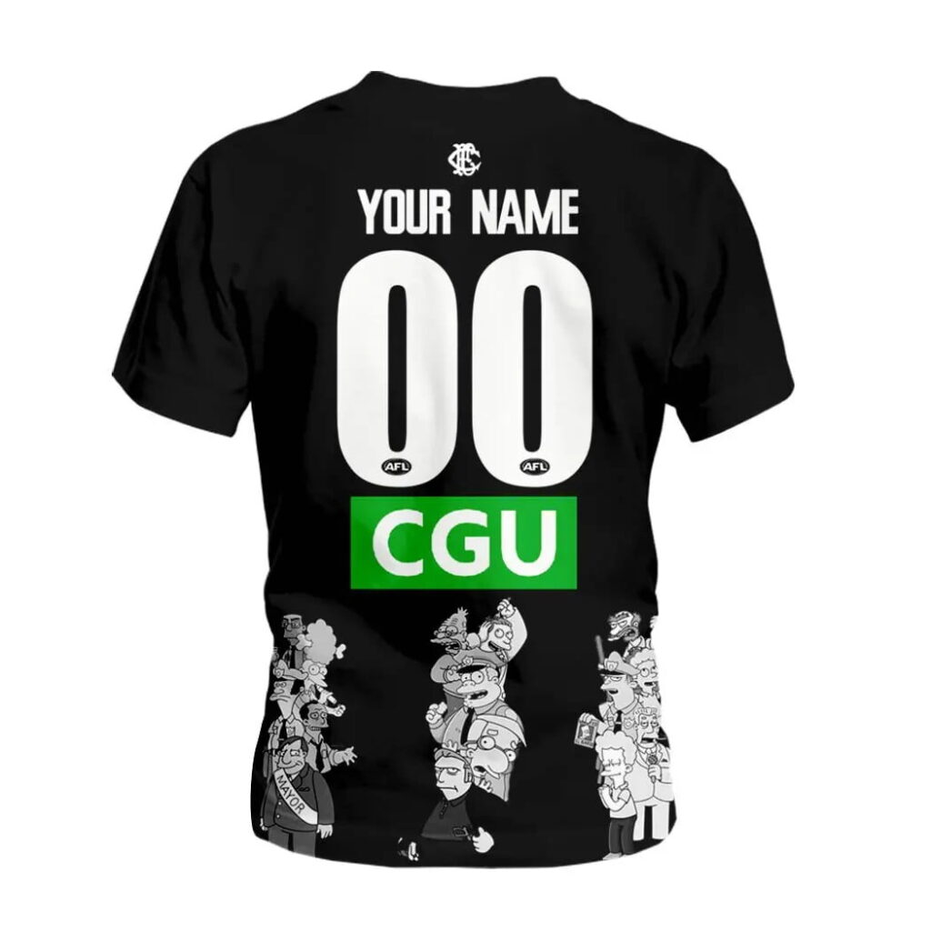 AFL Collingwood Magpies Custom Name Number The Simpsons Kids T-Shirt