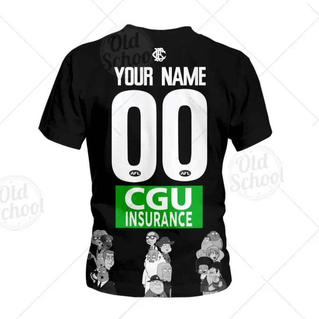 AFL Collingwood Magpies Custom Name Number Family Guy Kids T-Shirt