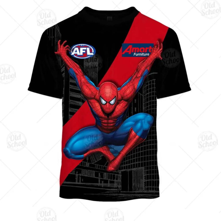 AFL Essendon Bombers Custom Name Number Spiderman 2020 Kids T-Shirt