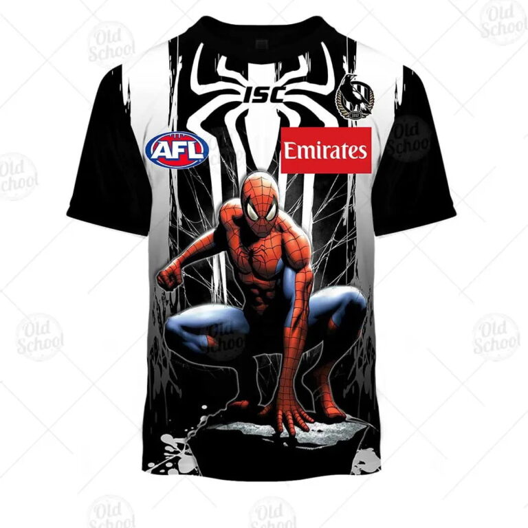 AFL Collingwood Magpies Custom Name Number Spiderman 2020 Kids T-Shirt
