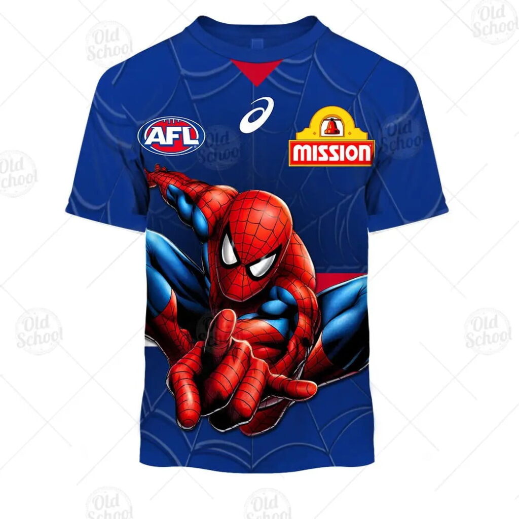 AFL Western Bulldogs Custom Name Number Spiderman 2020 Kids T-Shirt