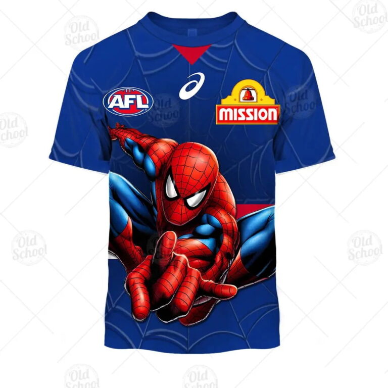 AFL Western Bulldogs Custom Name Number Spiderman 2020 Kids T-Shirt