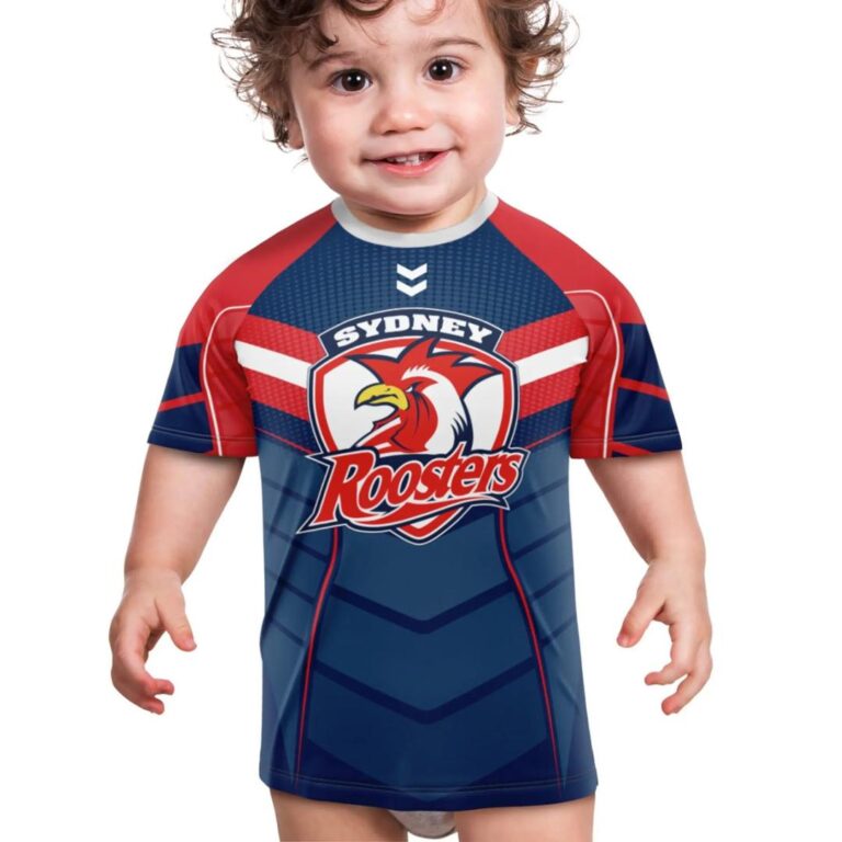 NRL Sydney Roosters Custom Name Number Kids T-Shirt