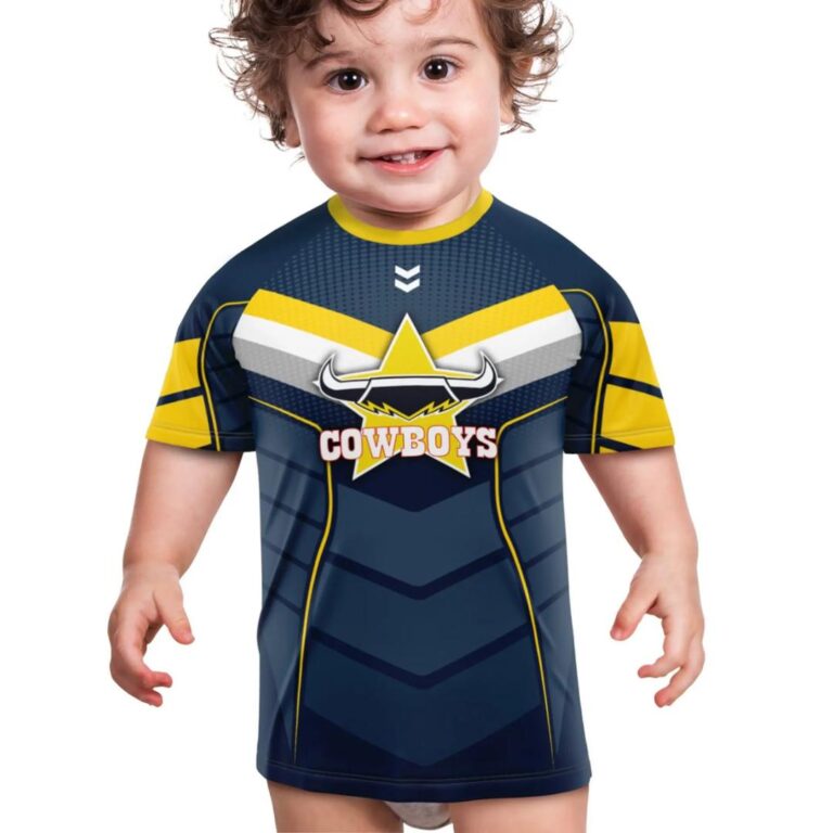 NRL North Queensland Cowboys Custom Name Number Kids T-Shirt