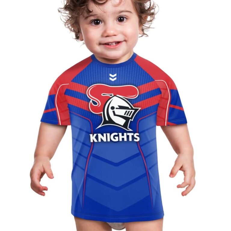 NRL Newcastle Knights Custom Name Number Blue Kids T-Shirt