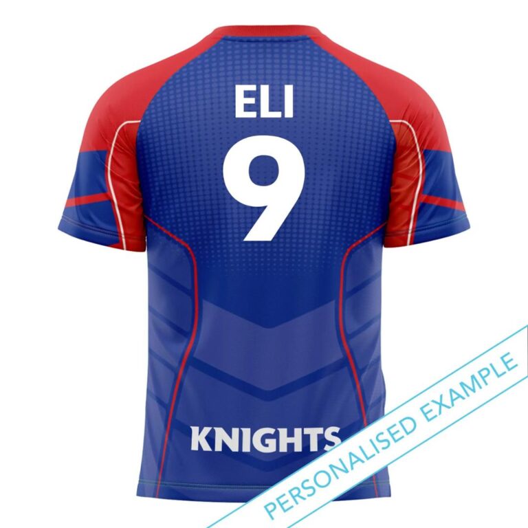 NRL Newcastle Knights Custom Name Number Blue Kids T-Shirt