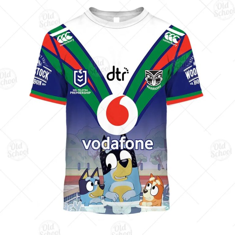 NRL New Zealand Warriors Custom Name Number Bluey Jersey Kids T-Shirt