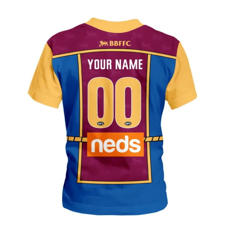 AFL Brisbane Lions Custom Name Number The Simpsons Guernsey Kids T-Shirt