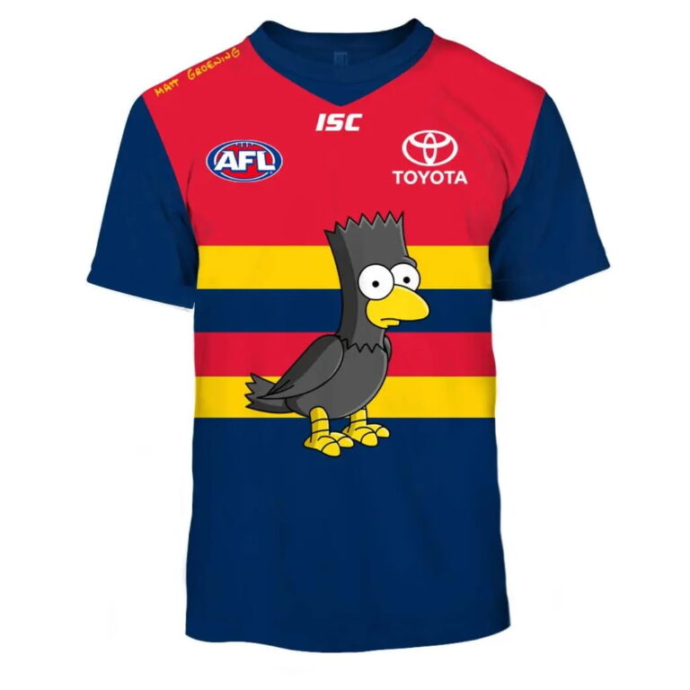 AFL Adelaide Crows Custom Name Number The Simpsons Guernsey Kids T-Shirt