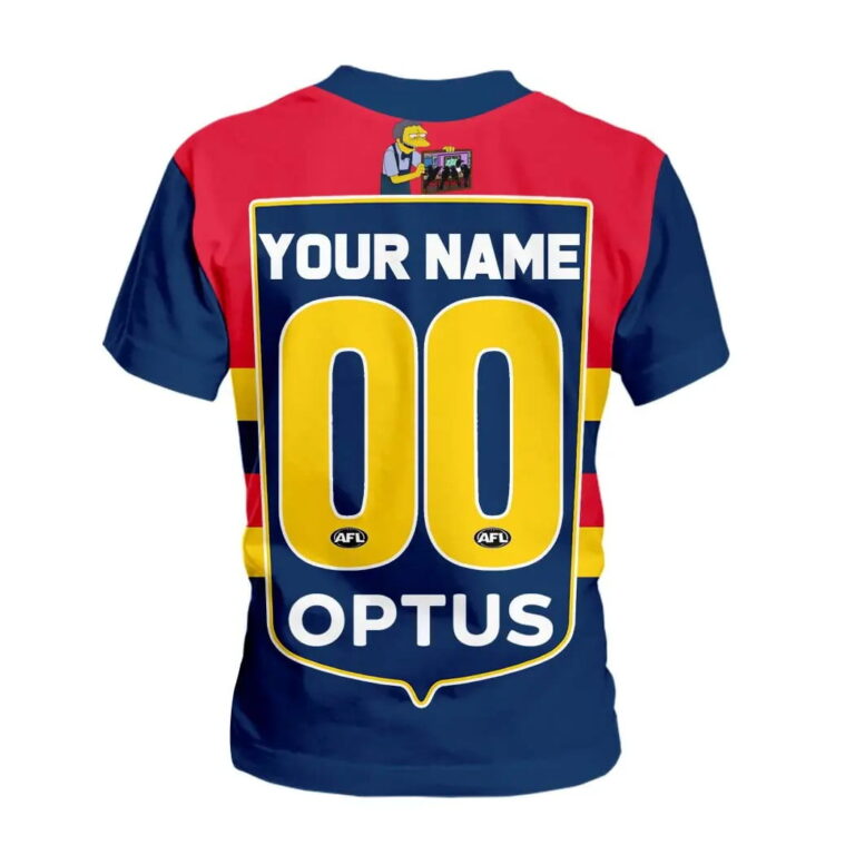 AFL Adelaide Crows Custom Name Number The Simpsons Guernsey Kids T-Shirt