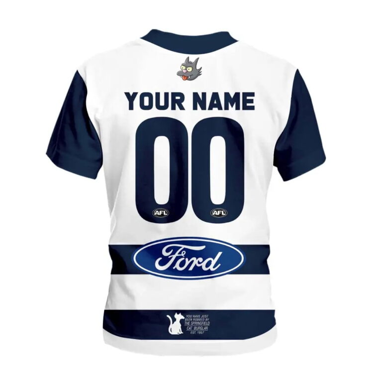 AFL Geelong Cats Custom Name Number The Simpsons Guernsey Kids T-Shirt