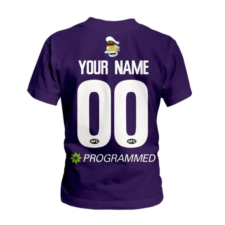 AFL Fremantle Dockers Custom Name Number The Simpsons Guernsey Kids T-Shirt