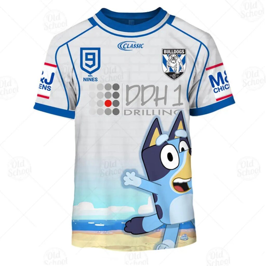 NRL Canterbury-Bankstown Bulldogs Custom Name Number x Bluey Jersey Kids T-Shirt