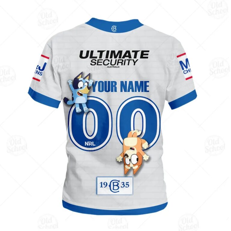 NRL Canterbury-Bankstown Bulldogs Custom Name Number x Bluey Jersey Kids T-Shirt
