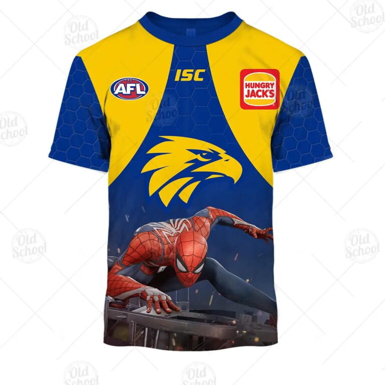 AFL West Coast Eagles Custom Name Number Spiderman 2020 Guernsey Kids T-Shirt