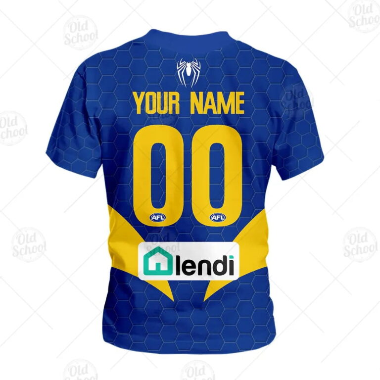 AFL West Coast Eagles Custom Name Number Spiderman 2020 Guernsey Kids T-Shirt