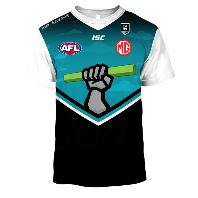 AFL Port Adelaide Power Custom Name Number Kids T-Shirt