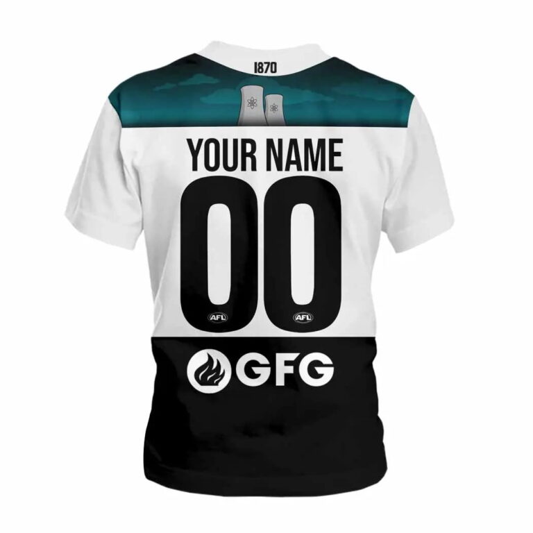 AFL Port Adelaide Power Custom Name Number Kids T-Shirt