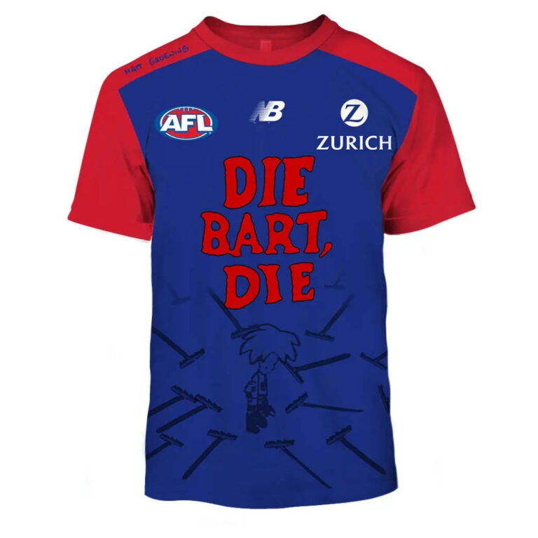 AFL Melbourne Demons Custom Name Number The Simpsons Kids T-Shirt