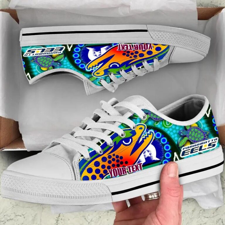 NRL Parramatta Eels Custom Name Indigenous With Aboriginal and Torres Strait Islander Flag Low Top Shoes