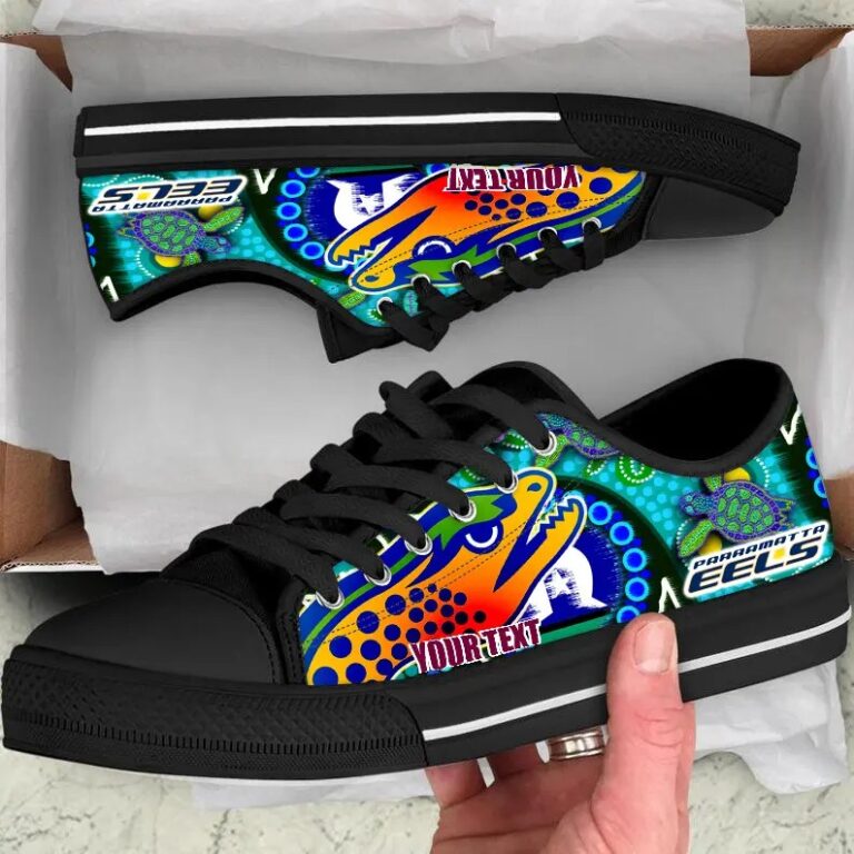 NRL Parramatta Eels Custom Name Indigenous With Aboriginal and Torres Strait Islander Flag Low Top Shoes