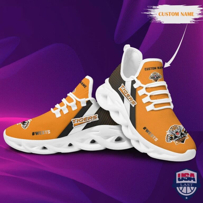 NRL Wests Tigers Custom Name Max Soul Shoes V5