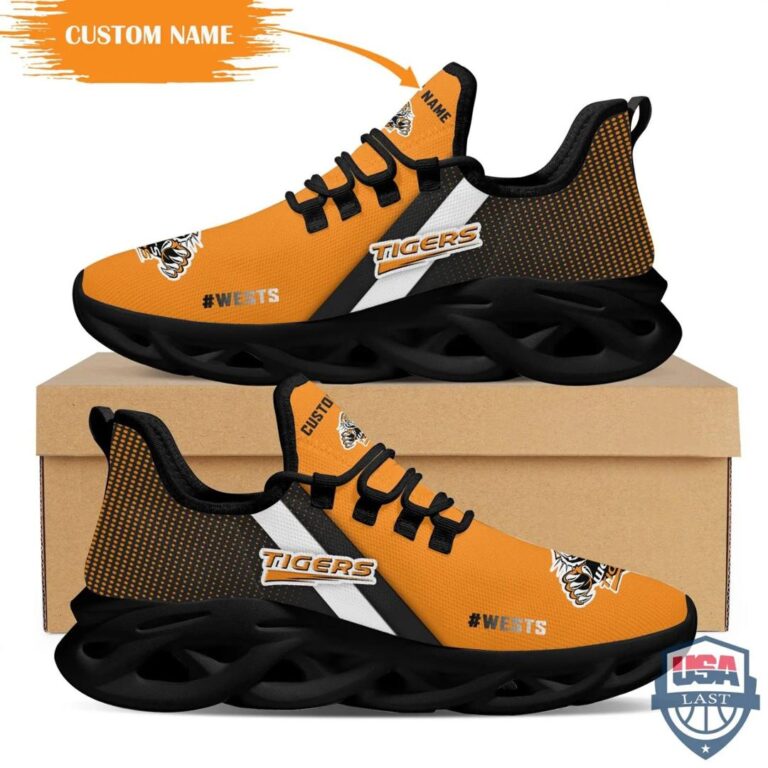 NRL Wests Tigers Custom Name Max Soul Shoes V5