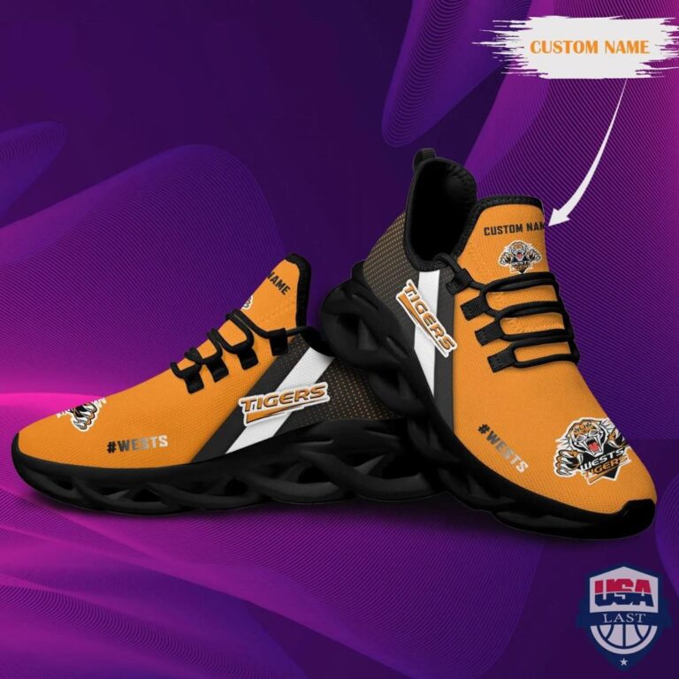 NRL Wests Tigers Custom Name Max Soul Shoes V5
