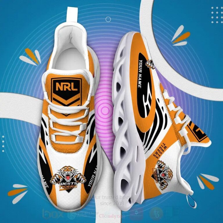 NRL Wests Tigers Custom Name Max Soul Shoes V4