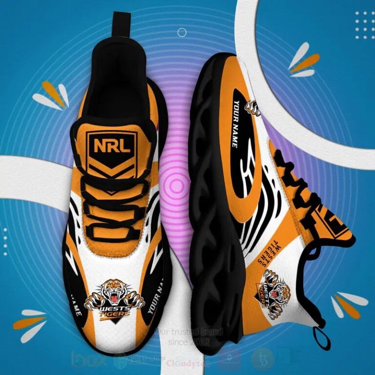NRL Wests Tigers Custom Name Max Soul Shoes V4