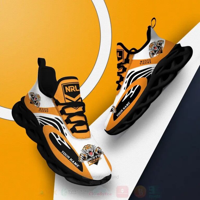 NRL Wests Tigers Custom Name Max Soul Shoes V4