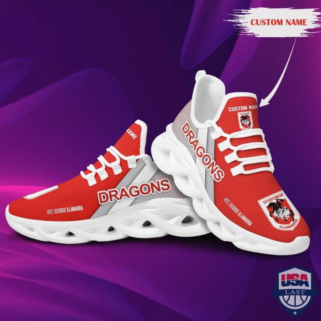 NRL St. George Illawarra Dragons Custom Name Max Soul Shoes V7